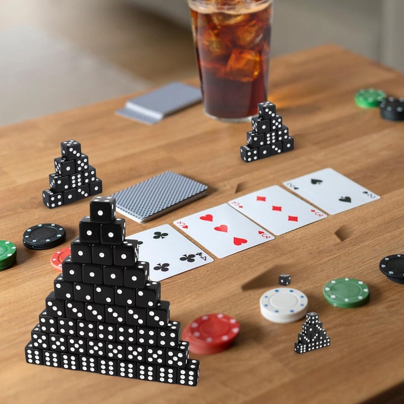 Lemicin 100Pcs Casino Dice Set 16mm Standard Game Dices Bulk Acrylic 6 Sided Dice Set for Board Activities Vegas Theme Games Birthday Party Supply (Black, Square Corner) - Image 4
